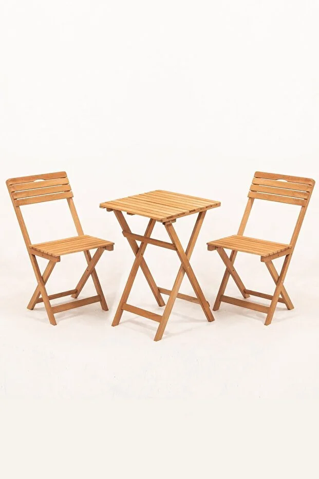 Minderli Balkon Bahçe Mutfak 3'lü Bistro Set Katlanır Masa sandalye 50x50